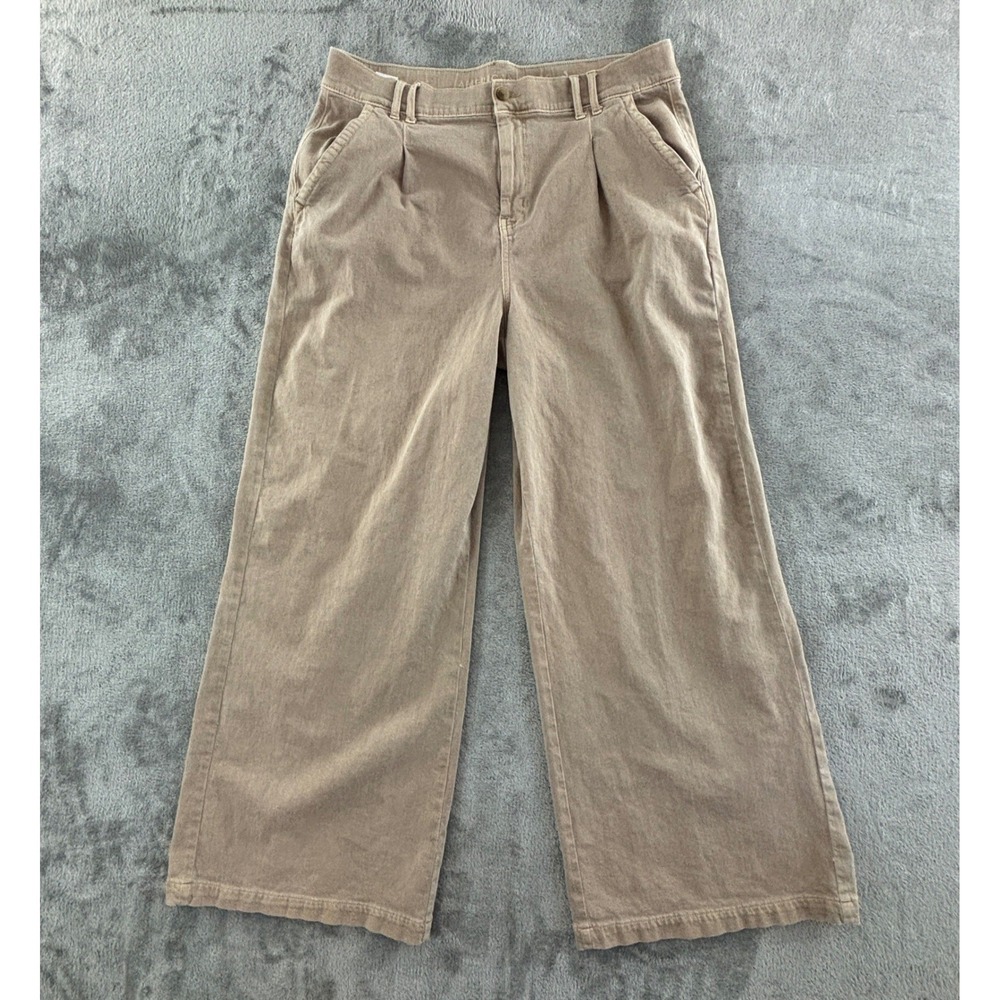 American Eagle Super High Rise Wide Leg Pants‎ Womens 16 Tan Stretch 31" Inseam
